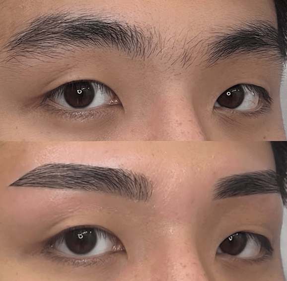 少し角度がついたストレート眉